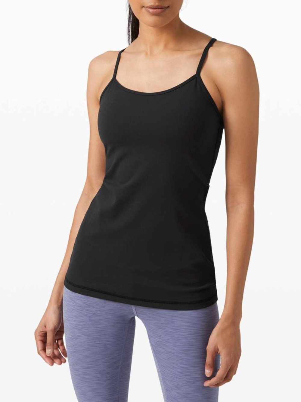 Lululemon Power Y Tank, Medium 8, Black Built-in shelf, Light support